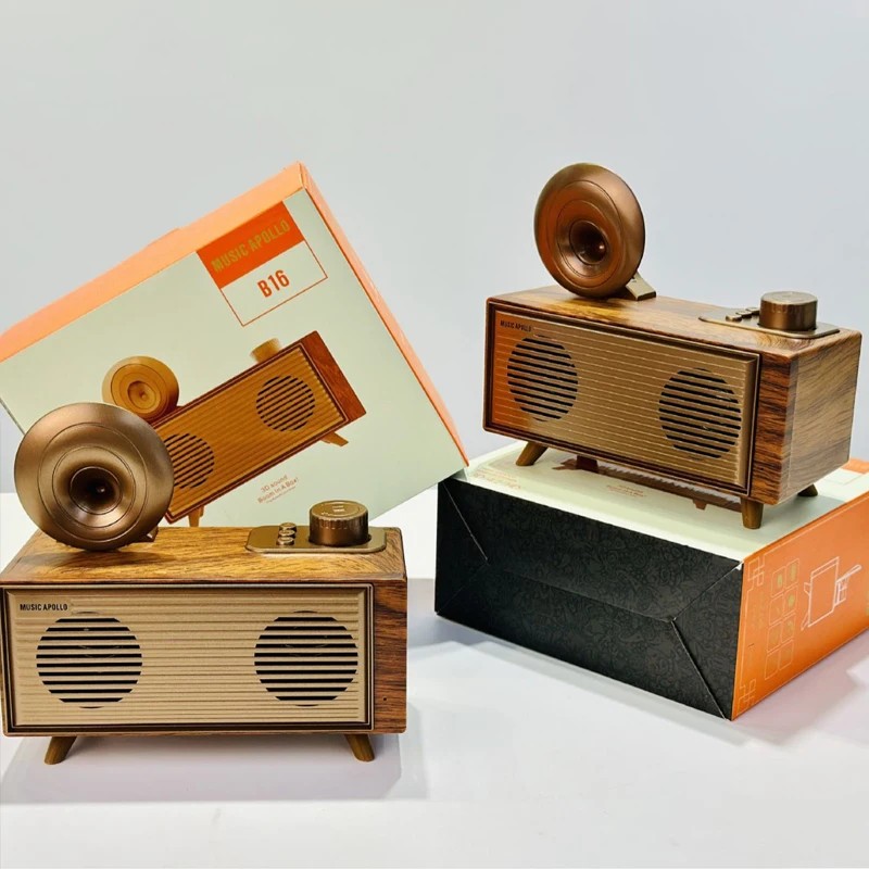 mini mazs vecs koka radio izgatavots no koka retro vintage dizaina