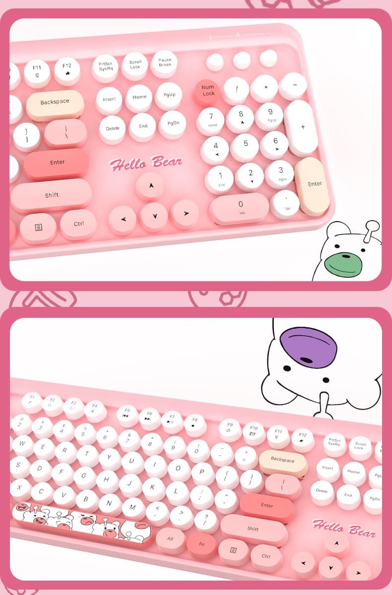 rozā tastatūra hello kitty dizaina komplekts peles stylova