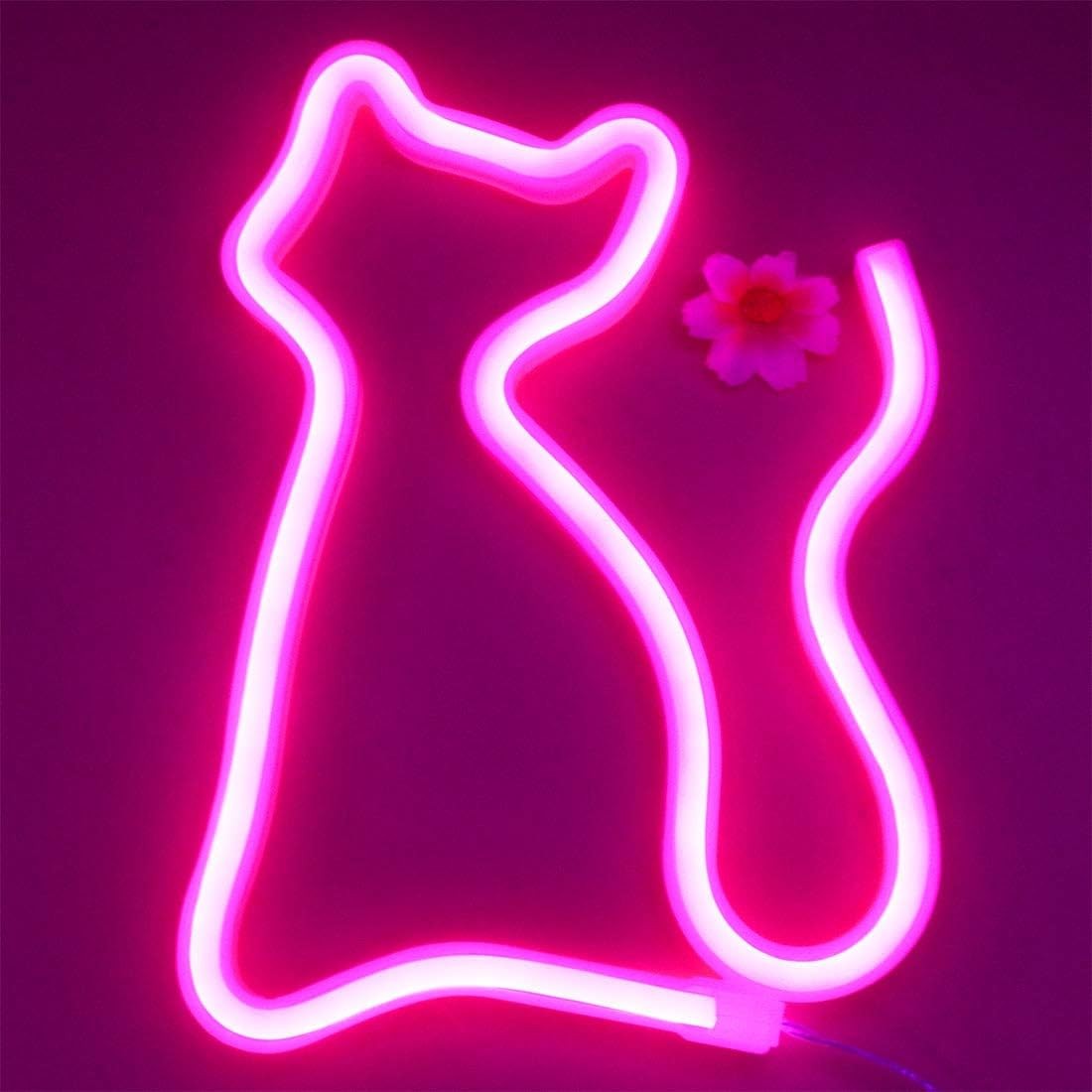 gaismas logo neona led kaķa kaķēna zīme