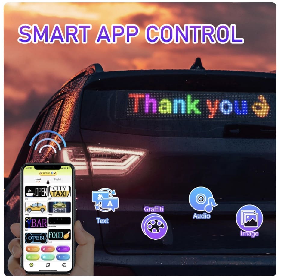 automašīnu LED reklāmas ekrāna paneļa displejs, elastīgs mobilajam tālrunim