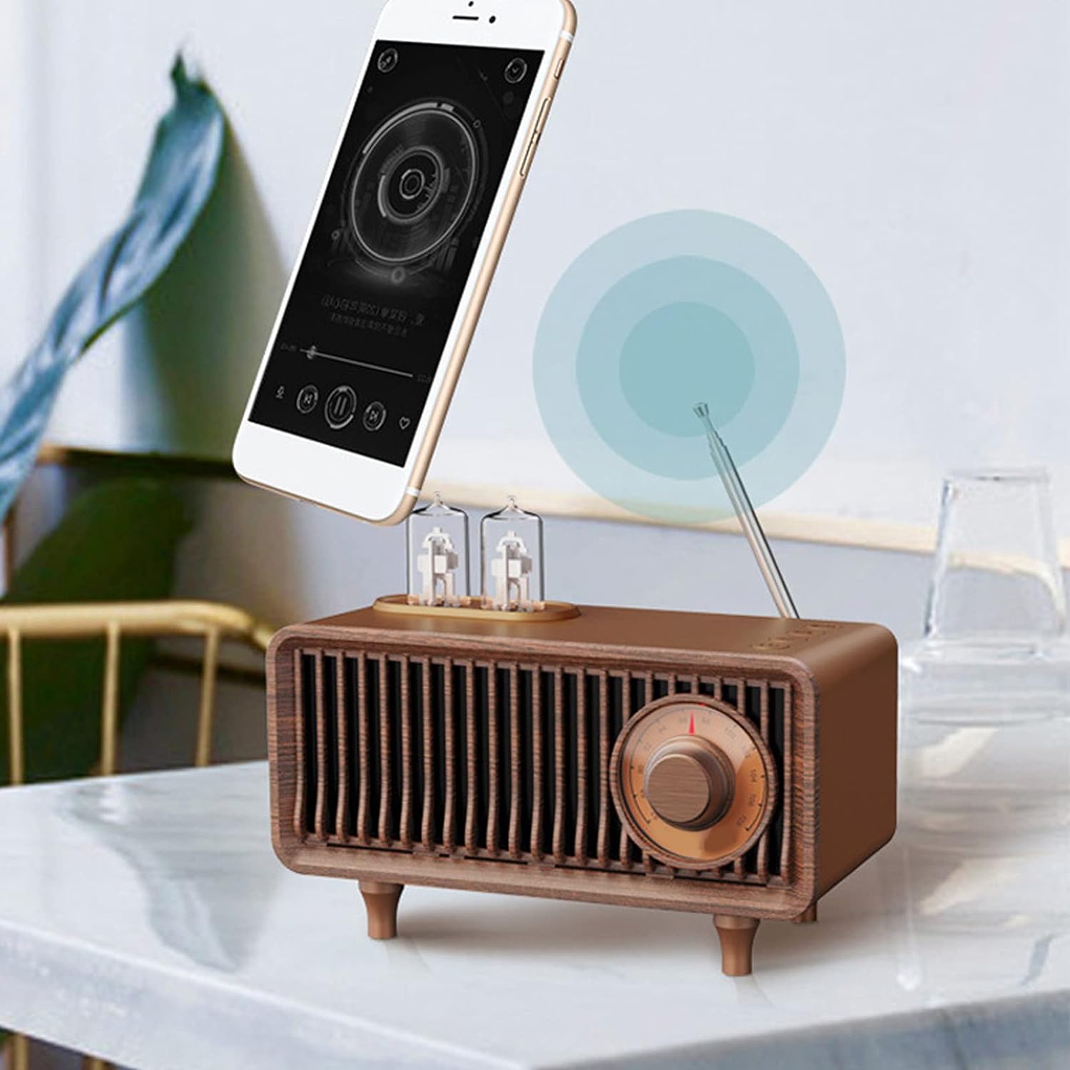 Bluetooth skaļruņu radio vintage koka retro stilā