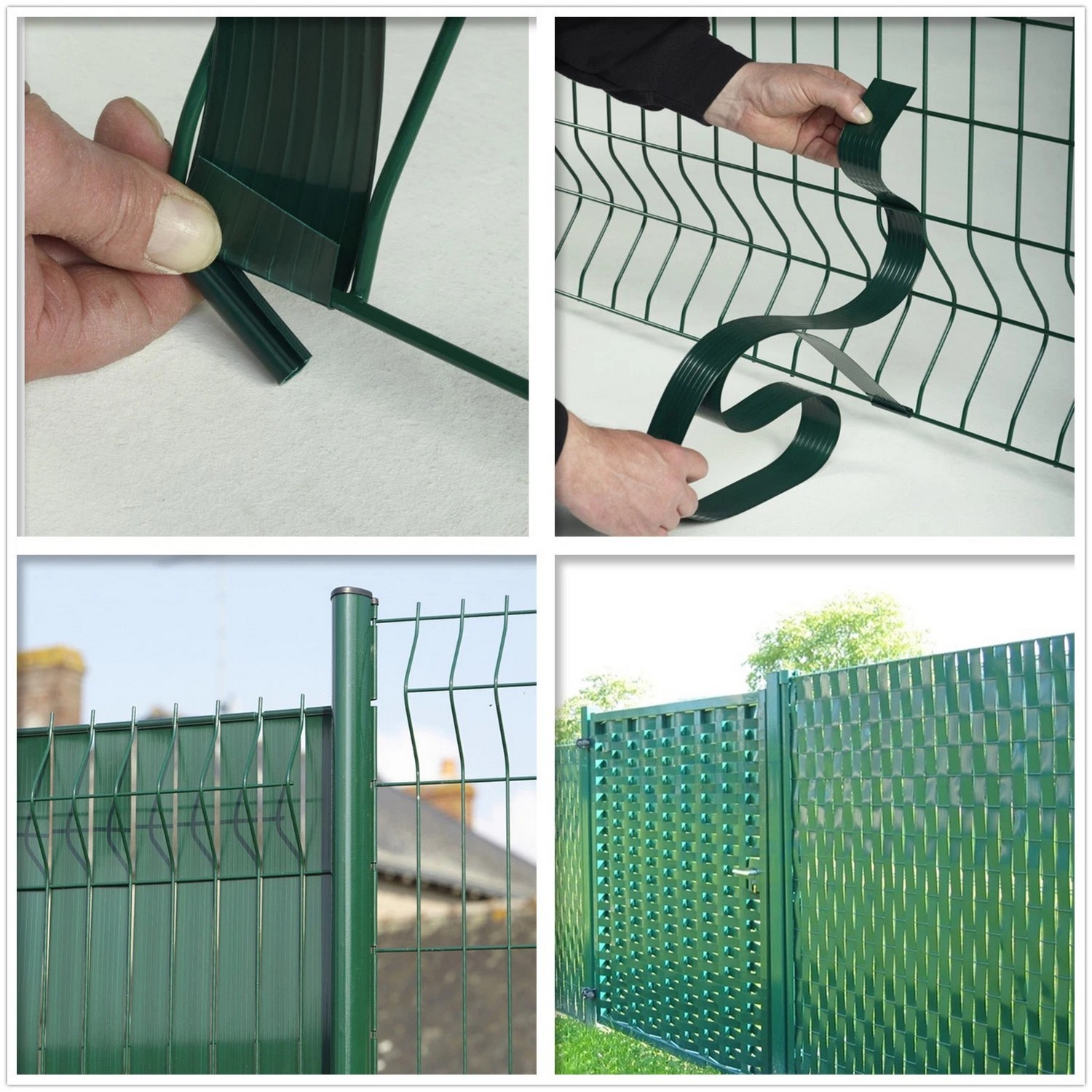 PVC elastīga plastmasas privātuma lente 3D sieta žogam zaļā krāsā