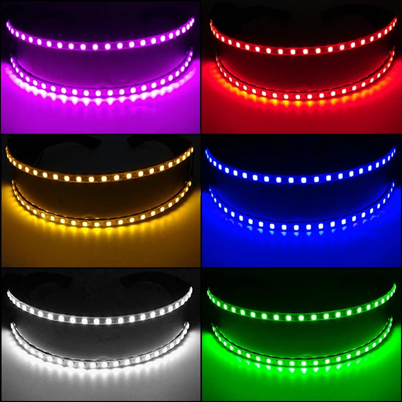 krāsainas led ballīšu brilles