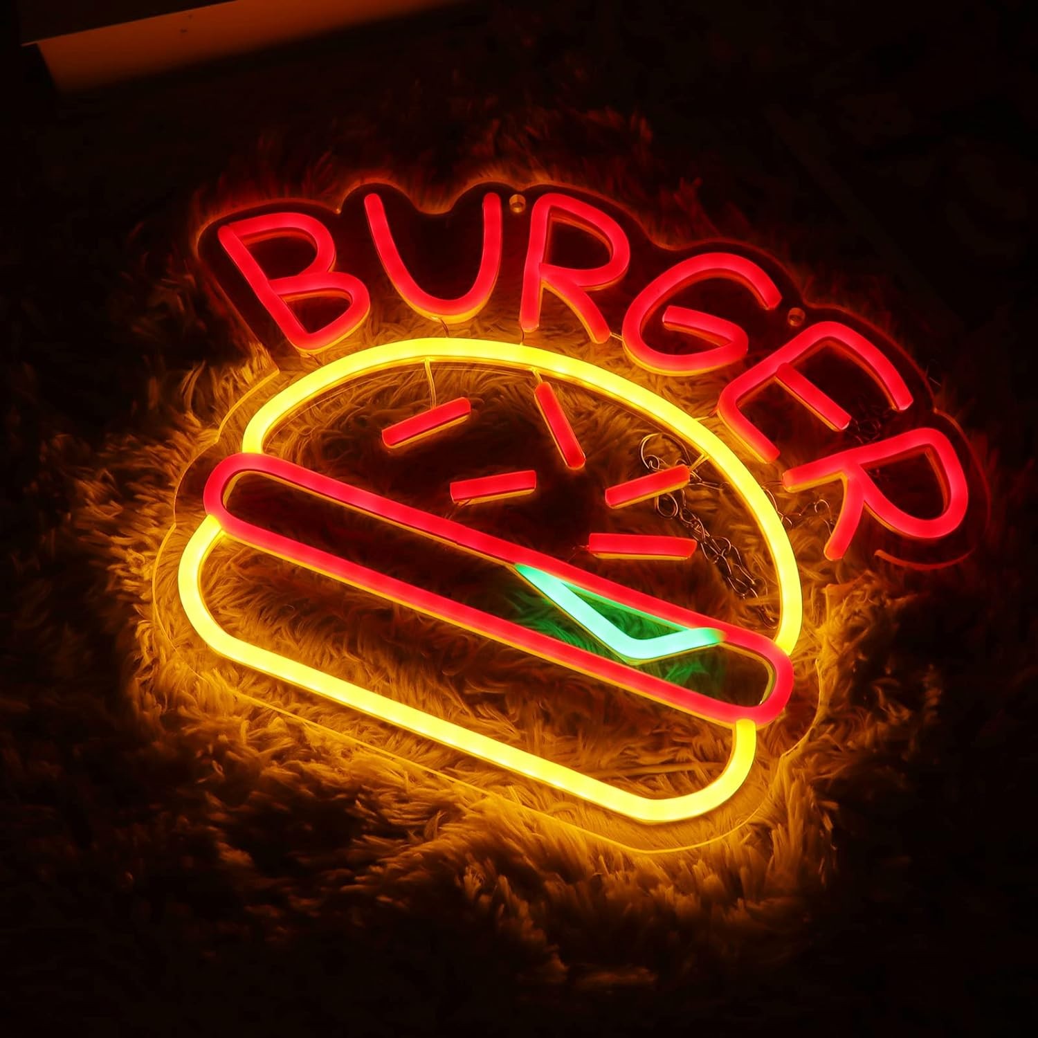 Burger reklāmas izgaismota kvēlojoša LED neona izkārtne